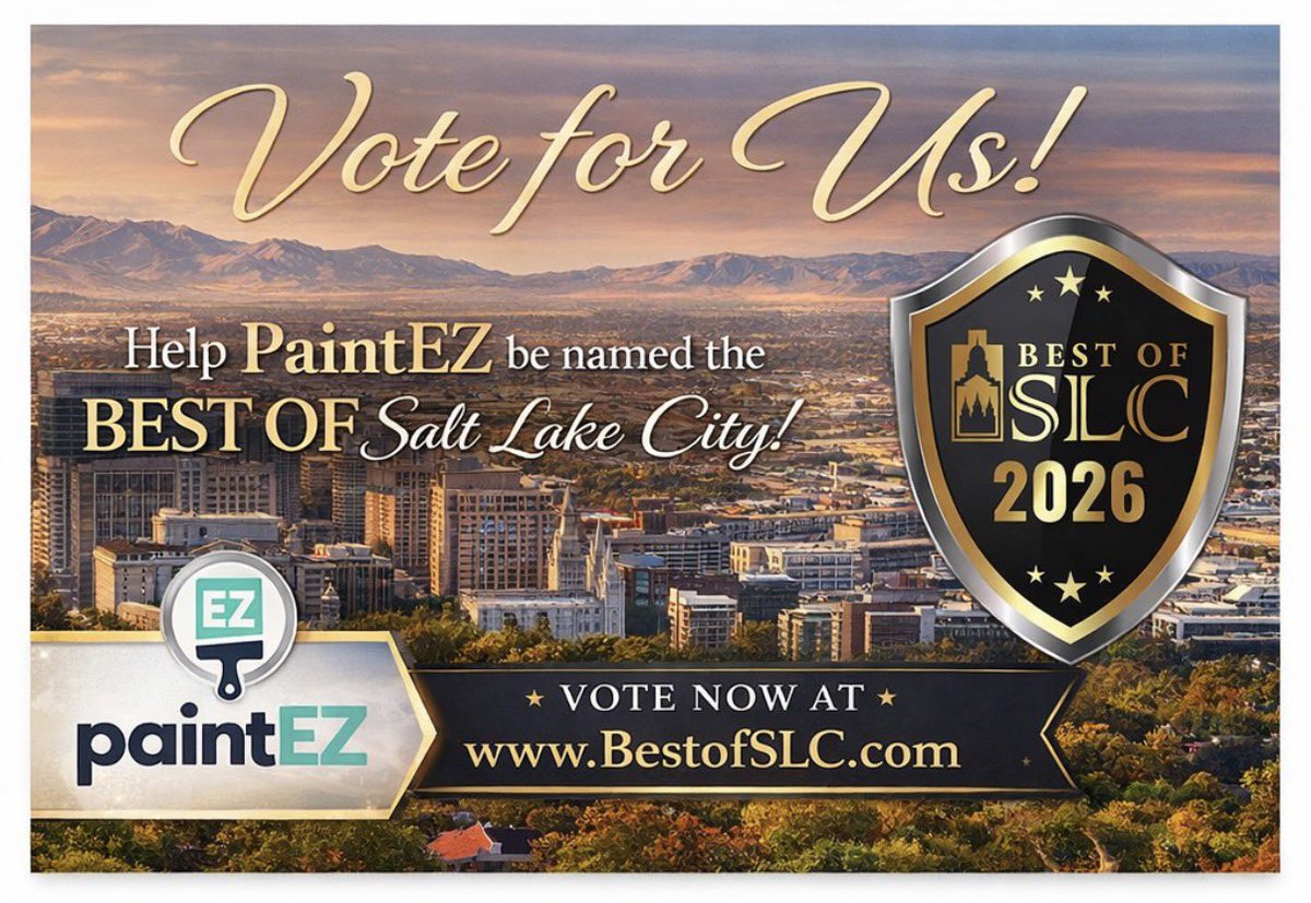 PaintEZ_SLC's tweet photo. We are so honored to be in the running for Best of SLC for the third year in a row. Only a few more days to vote! Follow the instructions below and help us win 🥇 

Click: https://t.co/3dTzxpcKNB
Click “vote”
Search Paint EZ
Submit! 

It’s that EZ! 🙌 https://t.co/qp0fkb5MLH