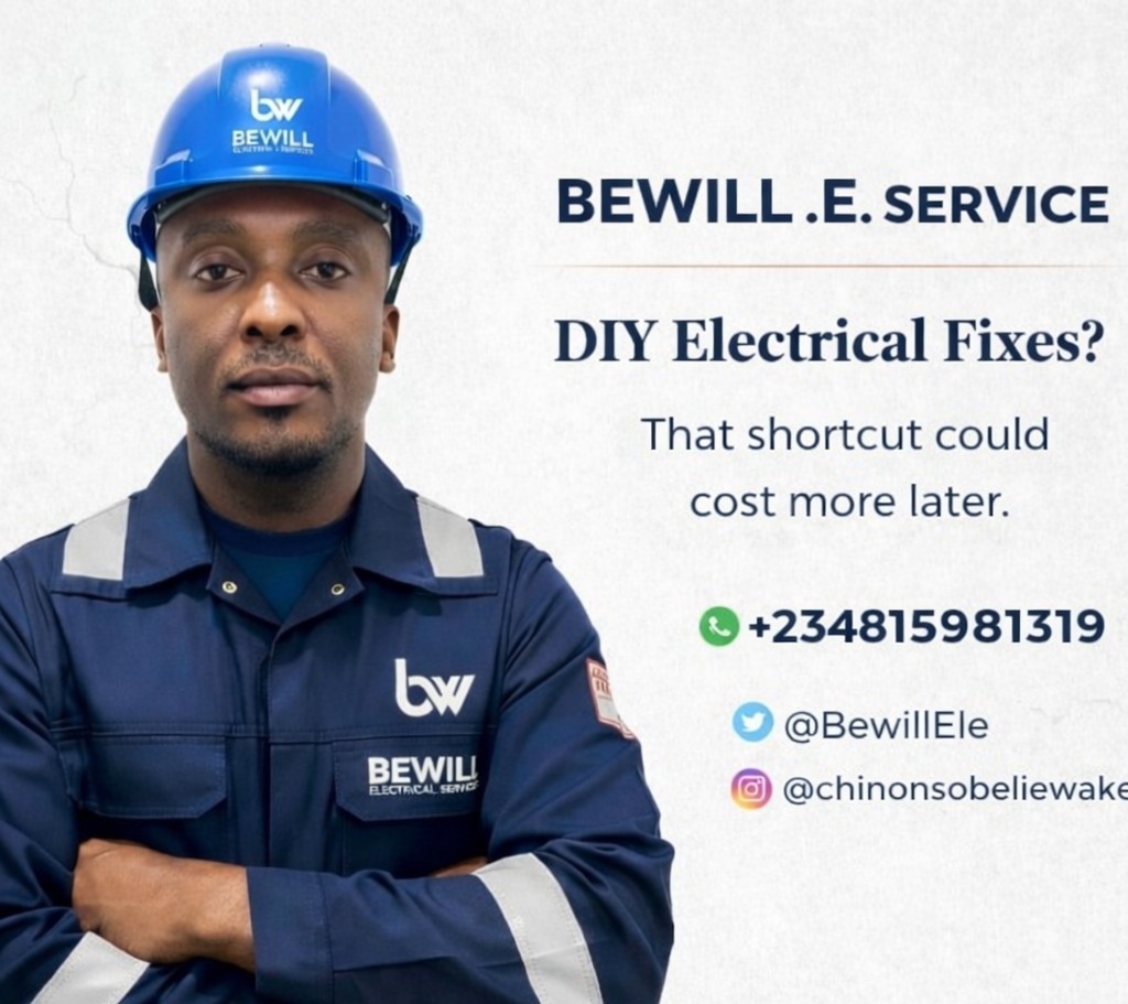 BeWillEle's tweet photo. Is a DIY "shortcut" worth the risk? 🛑 Electrical work is complex—leave it to the experts at BEWILL. Professional service, guaranteed safety.
​Contact us: +234 815 981 319 ⚡ https://t.co/WNqL9AkGiF