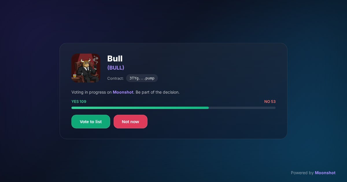 MOH03437248's tweet photo. Moonshot listing for $BULL is a few votes away. We're at the last step.
Community: show up. This vote could be the one.

https://t.co/aQrEeTJ998 https://t.co/tBuDlZM64I