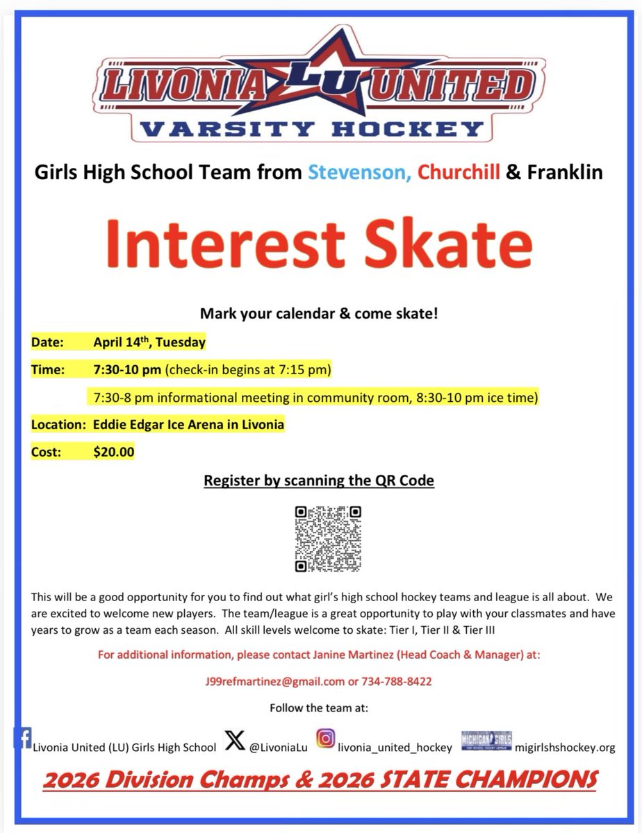 LivoniaLu's tweet photo. Mark your calendar!  Come on out, can scan and sign up now.
@FranklinMADE_AD @shs_spartans @Churchillgames @LivoniaDistrict https://t.co/6BZyVUubgn