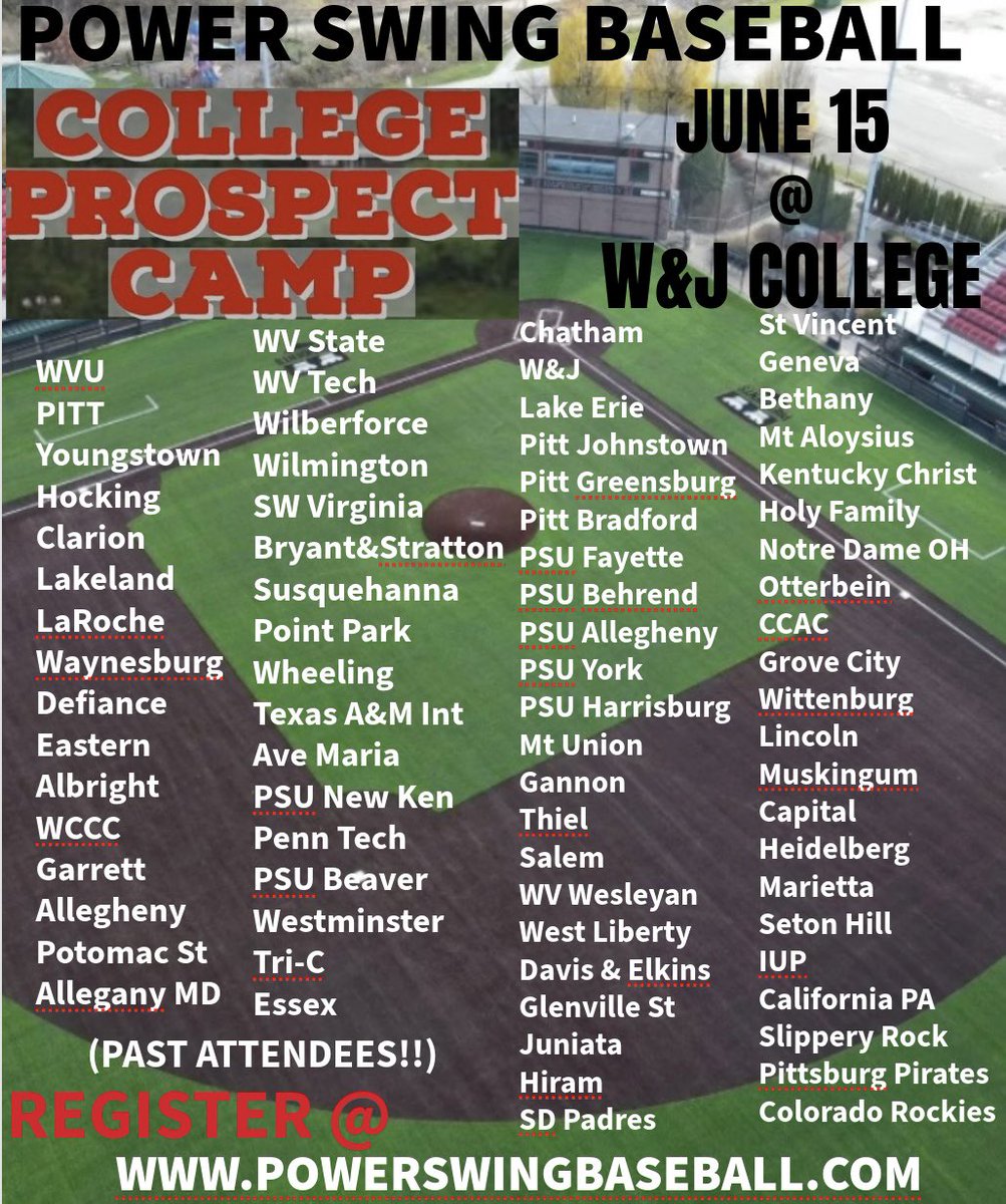 POWER SWING BASEBALL COLLEGE PROSPECT CAMP tweet media