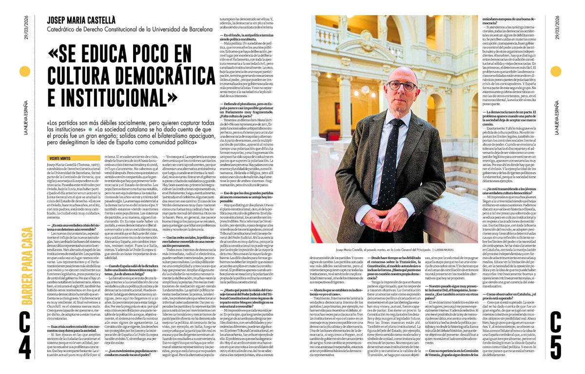 GEDECOUB's tweet photo. Entrevista a Josep Maria Castellà en @lanuevaespana. Participó junto a la prof. Ana Carmona en homenaje a José Tudela, organizado por el prof. Leonardo Álvarez de la @uniovi_info, en @JuntaAsturias.

Por @vicentemontes. https://t.co/o0mS1Vh169