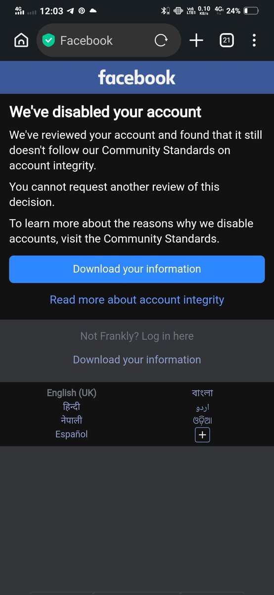 Frankly_Tanmoy's tweet image. Hey @Meta @facebook @MetaNewsroom, my 10yr old authentic account is disabled. As a Graphic Designer, my livelihood &amp;amp; work are at stake. ID already emailed. Fix it ASAP.
​Profile URL : facebook.com/frankly.tanmoy…
Email: frankly.tanmoy@gmail.com
​#MetaSupport #Appeal