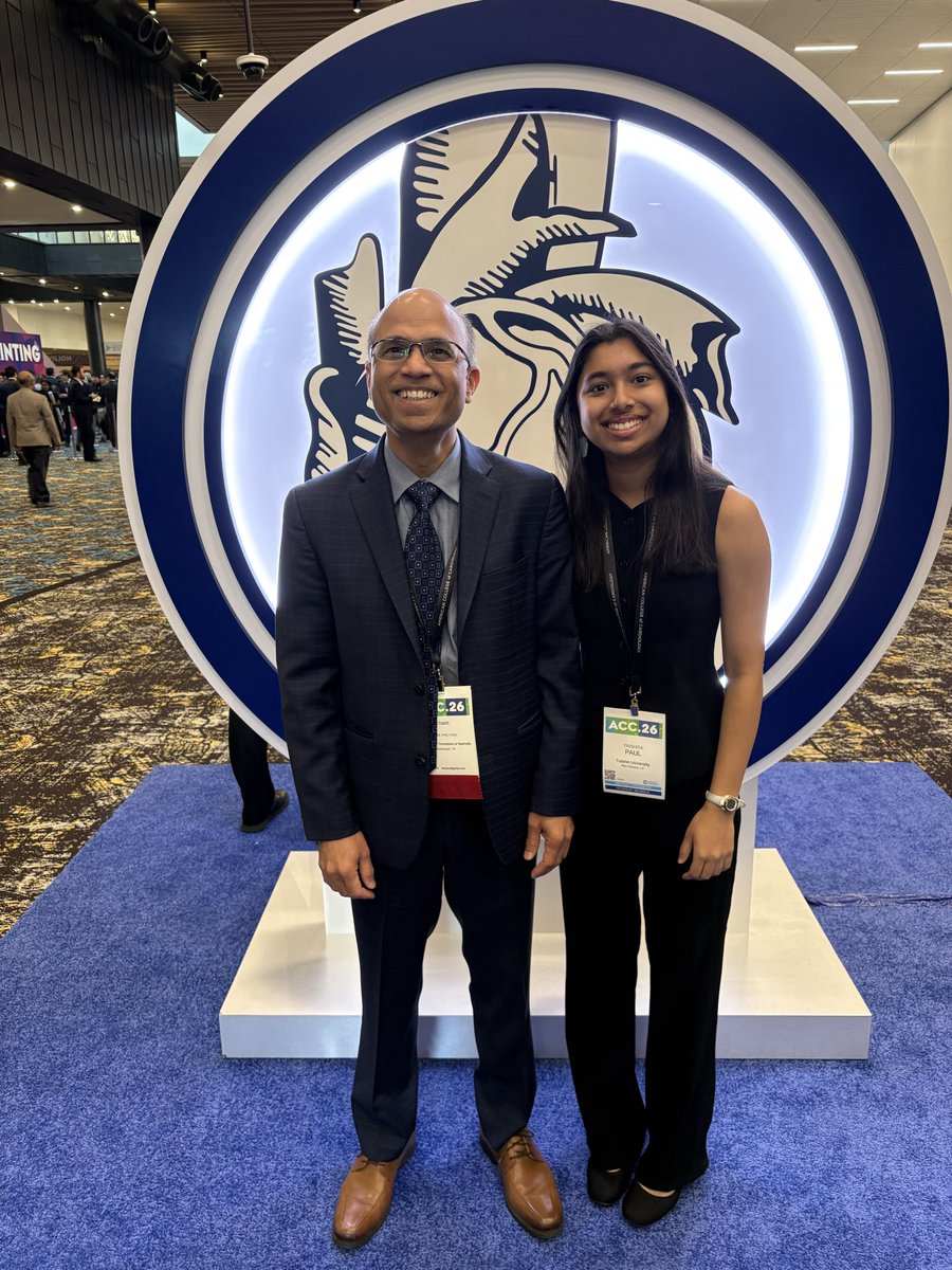 timir_paul's tweet photo. Dad , Daughter together at #ACC2026 
Good to see that she is learning how to do research and present at conferences https://t.co/G5CT63LAcq