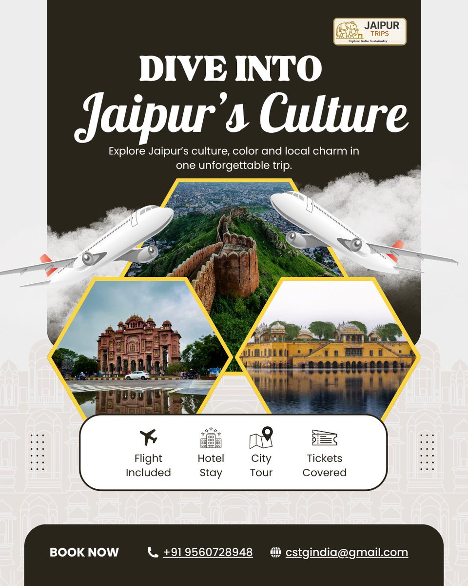 jaipurtripind's tweet image. Explore Jaipur’s culture, color and local charm in one unforgettable trip with

Instagram- @jaipurtripsindia
X- @jaipurtripind

Booking &amp;amp; Details:
Call/Whatsapp: +91 9560728948

#Jaipur #JaipurDiaries #PinkCity #JaipurTrip  #IncredibleIndia  #IndiaTravel #ExploreIndia