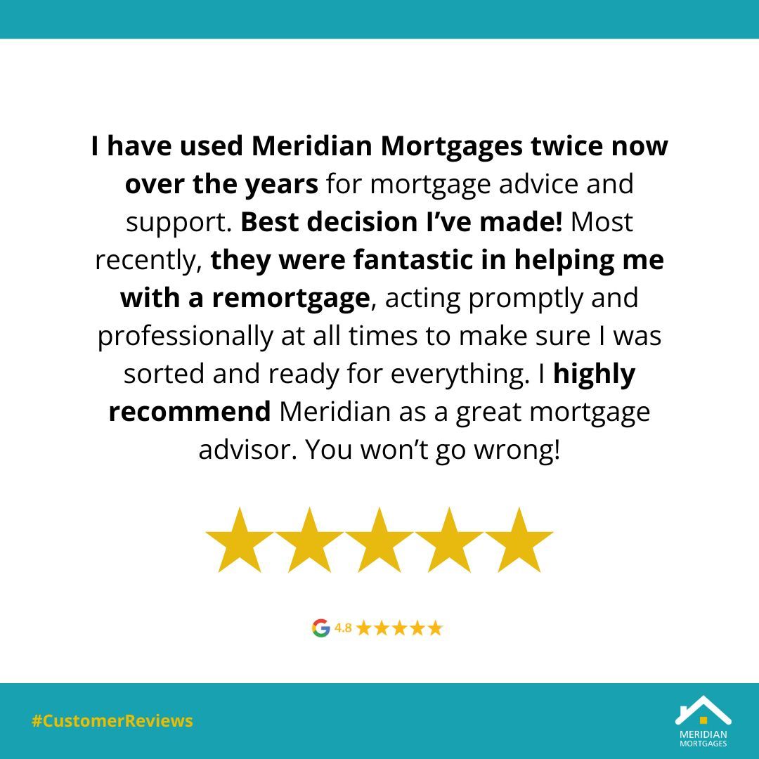 Meridian_Mtgs's tweet photo. Fixed rate mortgage coming to an end? You know who to call! 

Another happy client who’s trusted us not once, but twice. Because getting the right advice matters.

When it comes to remortgaging, acting early can make all the difference. https://t.co/HbTFAf5MuD