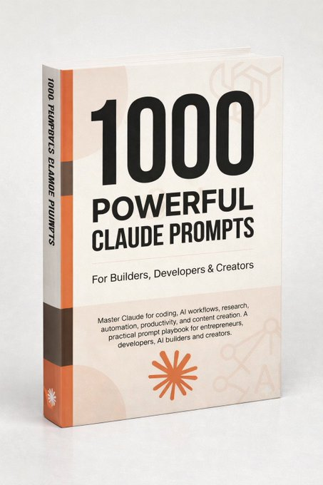 1000 Powerful Claude Prompts🤯

For builders, developers &amp; creators.

I spent weeks compiling the most practical prompts for:

• Coding &amp; debugging
• AI workflows
• Research &amp; analysis
• Automation
• Content creation
• Productivity systems

These prompts can replace hours