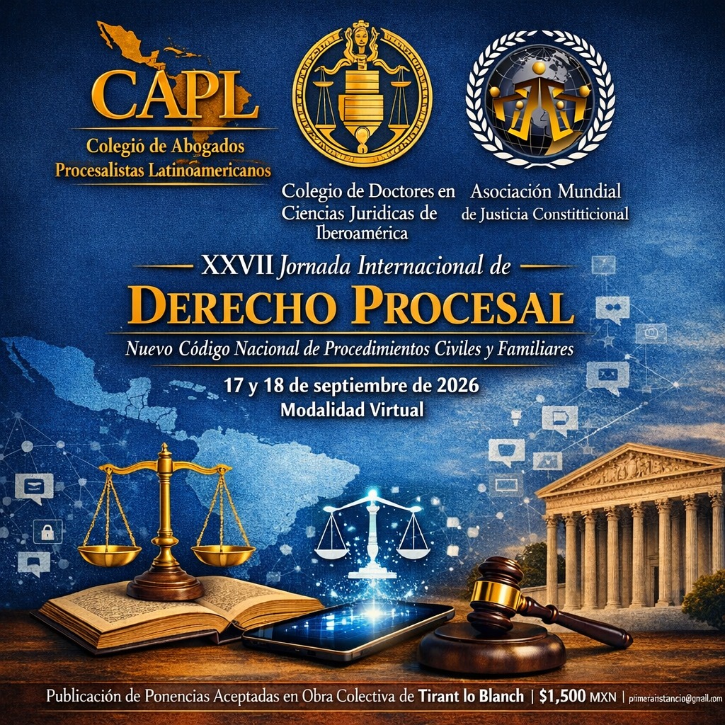 CDCJI2025's tweet photo. XXVII Jornada Internacional de Derecho Procesal  “Nuevo Código Nacional de Procedimientos Civiles y Familiares” https://t.co/Pczp7Xil8I https://t.co/R2lrizcsLb