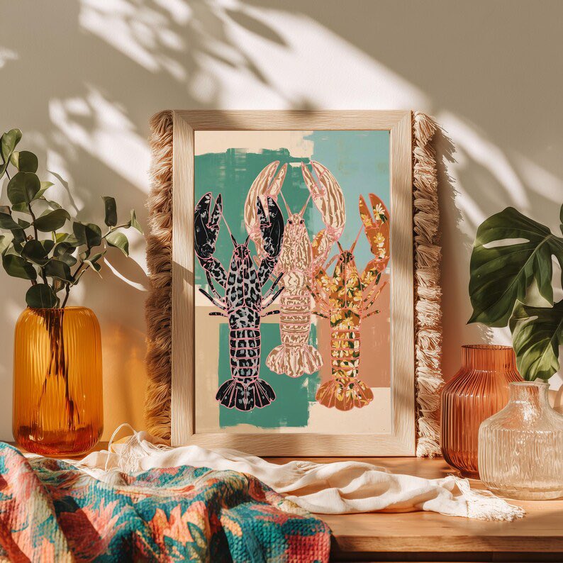 BlissiveLab's tweet image. Color meets the coast. 🦞✨

This bold lobster wall art blends retro tones with coastal energy,perfect for kitchens, beach homes, and eclectic interiors.

#CoastalDecor #WallArt #HomeDecor #lobster #eclectic #dopamine 
Link↪️ etsy.com/listing/448010…