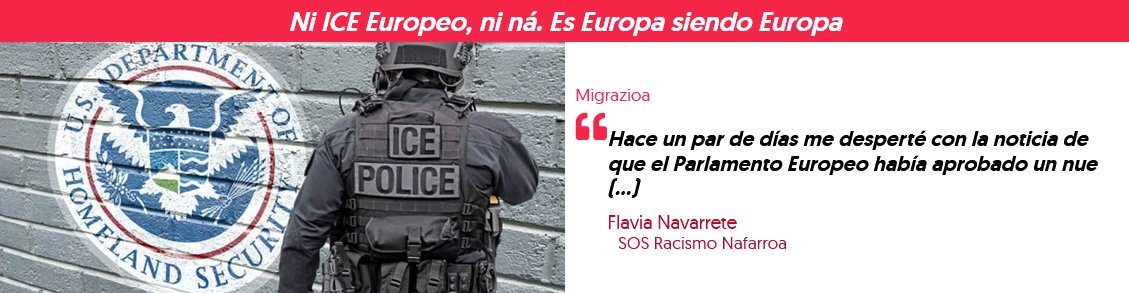 AhotsaInfo's tweet photo. [IRITZIA] "Ni ICE Europeo, ni ná. Es Europa siendo Europa"
✍️Flavia Navarrete, @SOSracismoNafar 
https://t.co/Y1GBCJIy7M https://t.co/2kjuFUSbX8