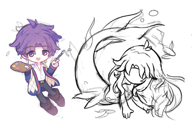 Yuunarii's tweet photo. Drawing some fish art https://t.co/rMcR0CleGN