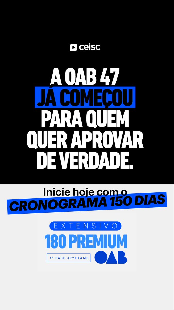 cursoceisc's tweet photo. Atenção, #Oabeiro!
Tem novo cronograma iniciando: se você for para o Exame 47 ou 46, saia na frente com a MAIOR e MELHOR preparação! 

Acesse pelo link: https://t.co/yBjNAFZaFi https://t.co/8eR2AzkKrZ