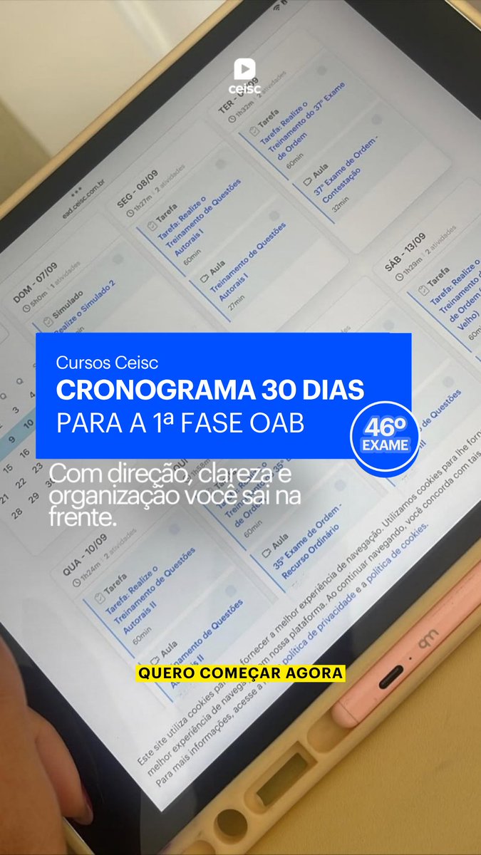 cursoceisc's tweet photo. Atenção, #Oabeiro!
Tem novo cronograma iniciando: se você for para o Exame 47 ou 46, saia na frente com a MAIOR e MELHOR preparação! 

Acesse pelo link: https://t.co/yBjNAFZaFi https://t.co/8eR2AzkKrZ