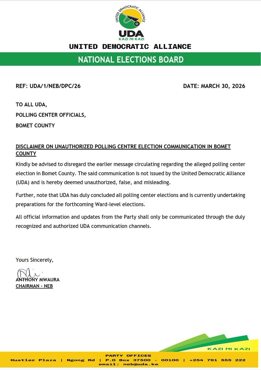 United Democratic Alliance, UDA. tweet media