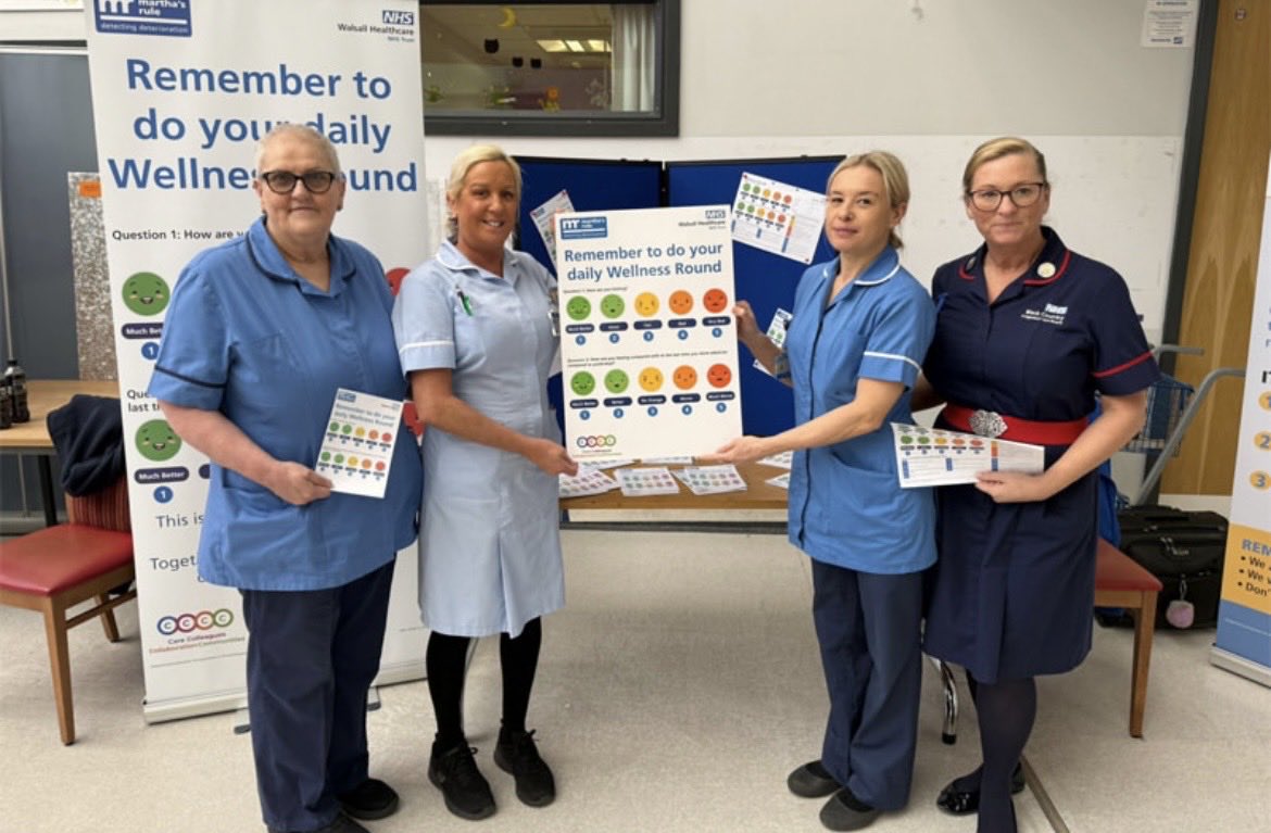CActonRNcRHV's tweet photo. Great to see the implementation of wellness rounds today across @RWT_NHS and @WalsallHcareNHS and the collective effort to enhance the early detection of patient deterioration. Well done to all involved 🆗 https://t.co/GZQOxh2sxb