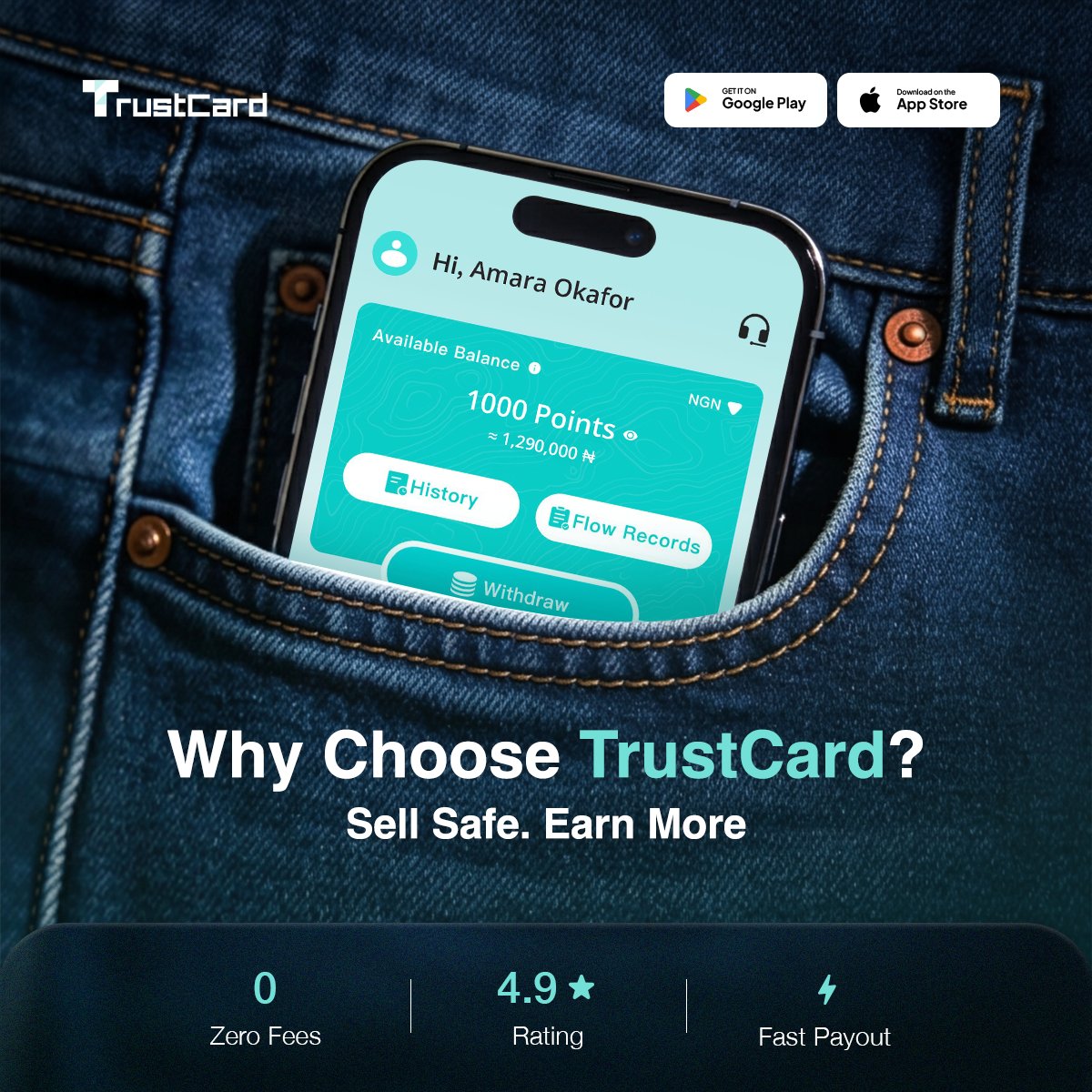 TrustCardNG's tweet photo. Safe trading starts here.
Zero fees. Fast payout. Trusted by users.

#TrustCard #SellSafe #EarnMore #GiftCardsNigeria https://t.co/hZJAYjmkLS