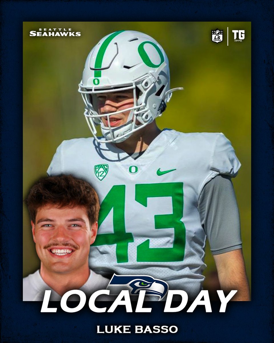 ProSnapTracker's tweet photo. LOCAL DAY:

The Seahawks are hosting Luke Basso (@LukeBasso5) for their Local Day. Basso concluded his college career at Oregon and recorded 4 tackles while playing in 53 games over his collegiate career.

#Seahawks #LocalDay #LongSnap #LongSnapper #LongSnapping #Football #NFL https://t.co/P921FmeAna