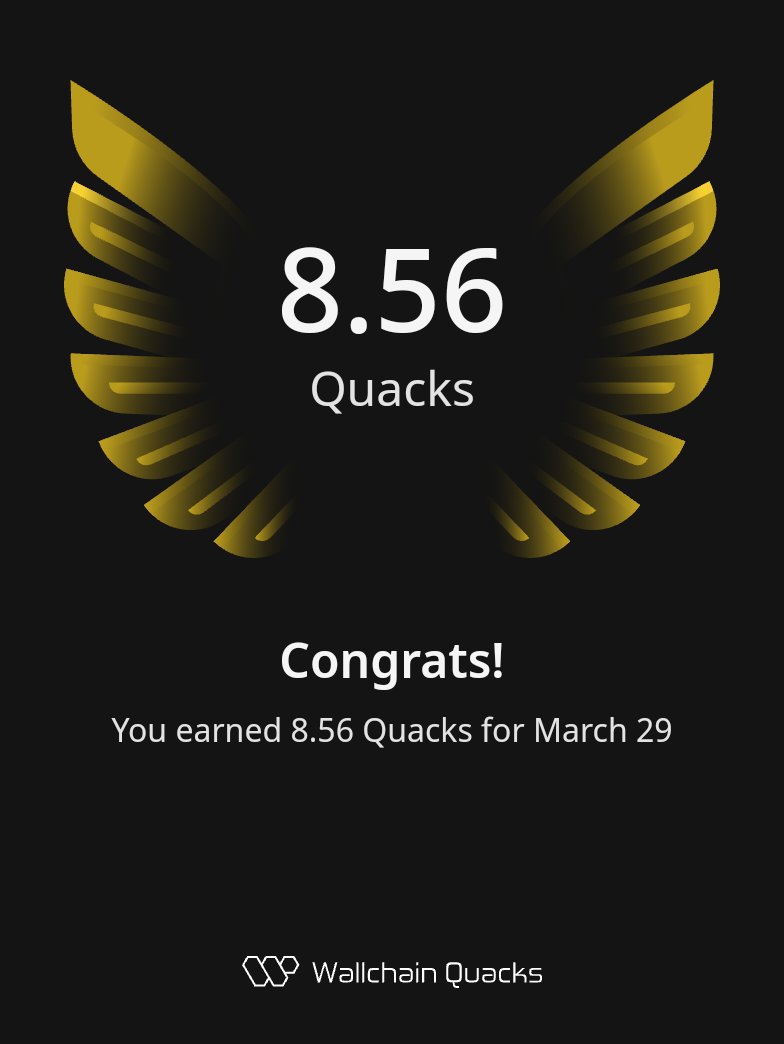 Just earned 8.56 Quacks on <a href="/wallchain/">Wallchain Quacks</a> in one day 🦆

Turn insights into rewards and climb the leaderboard 🥇
It's another night to rest. 

Sleep Easy Homies. 

Tomorrow will better!