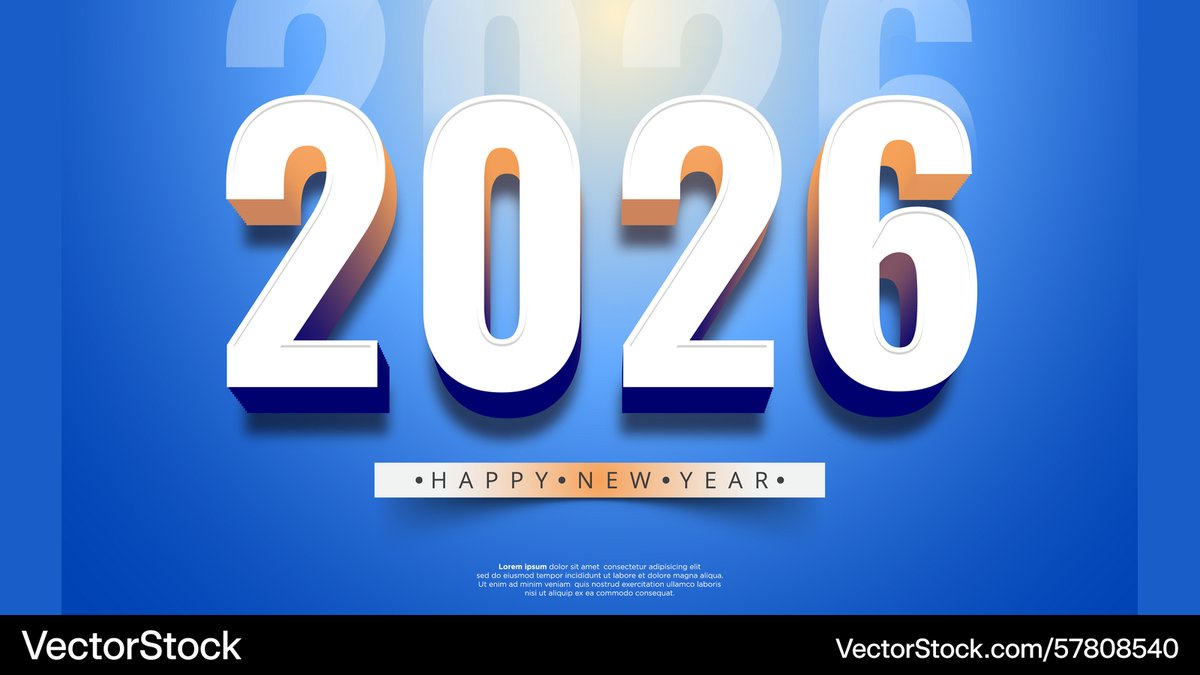 Latest Vector <a href="/VectorStock/">VectorStock</a> bold white 2026 numbers with orange and blue #VectorStock vectorstock.com/57808540
