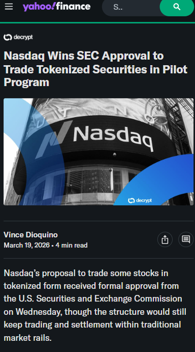 mimuuuuuu_'s tweet photo. WATCH THE DATE STACK.

06/25/2017:
NASDAQ + NYIAX sign the Joint Intellectual Property Ownership Agreement tied to co-owned patent rights.

01/27/2026:
SEC publishes NASDAQ’s proposed rule change for token-form trading of certain securities.

03/18/2026:
SEC approves NASDAQ’s tokenized securities proposal.

03/19/2026:
$DVLT announces definitive agreement to acquire NYIAX.

That is the setup.

NASDAQ and NYIAX already had the IP layer.
The SEC process opened in January.
Approval landed in March.
$DVLT moved into NYIAX the next day.

And the size of the lane is massive:

$16T tokenization opportunity
NASDAQ around $32.27T
NYSE around $32.20T
Together around $64.47T

That is why this matters.
$DVLT is stepping into the infrastructure side of the shift.

$GRAB $PG $EPD $BMNR