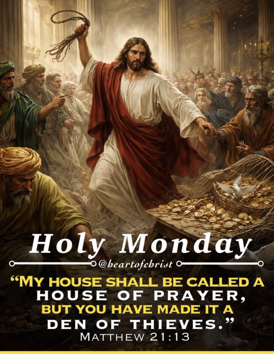 MariaGronowski's tweet photo. As we step into Holy Monday we remember how Jesus cleansed the temple reminding us that God desires purity in our hearts not just outward appearance.
My house shall be called the house of prayer but you have made it a den of thieves.
Good morning Happy #HolyMonday have a wonderful day and a blessed holy week ahead. Al🌺ha ♥️🙏🏻☕️🤙🇺🇸