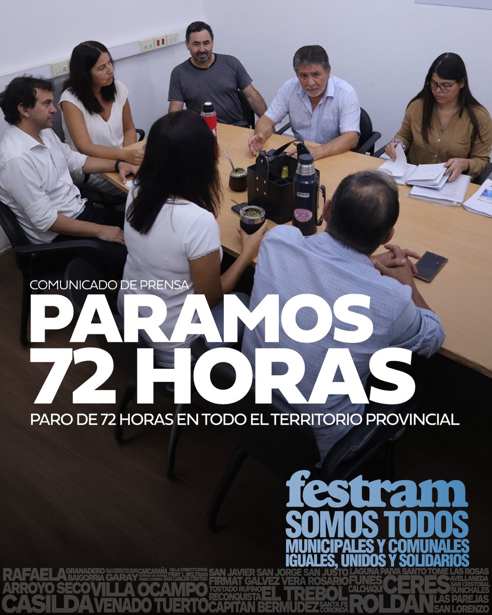 MunicipalesSF's tweet photo. PARO DE 72 HORAS EN TODO EL TERRITORIO PROVINCIAL
https://t.co/XUSdIJLZYv https://t.co/56ViFKtzRc
