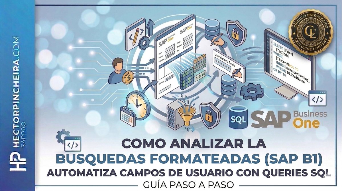 Tus vendedores llenan campos a mano en SAP Business One y cometen errores evitables? Las búsquedas formateadas automatizan todo con queries SQL. Tutorial completo con SQL Server + HANA 🔧
hectorpincheira.com/suscripciones/…

#SAPBusinessOne #SAP #ERP #TransformaciónDigital