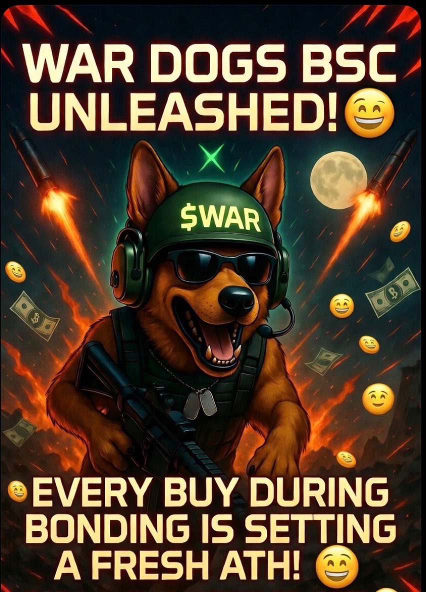 🚨 **WAR DOGS BSC IS UNLEASHED AND DOMINATING THE BATTLEFIELD!** 🐕⚔️💥

**EVERY SINGLE BUY DURING BONDING IS SETTING A FRESH ATH RIGHT NOW!** 🚀📈🔥

This isn’t a launch — this is a full-scale TAKEOVER on BSC!  
The pack is charging. The weak are getting left behind.  

**BUY.