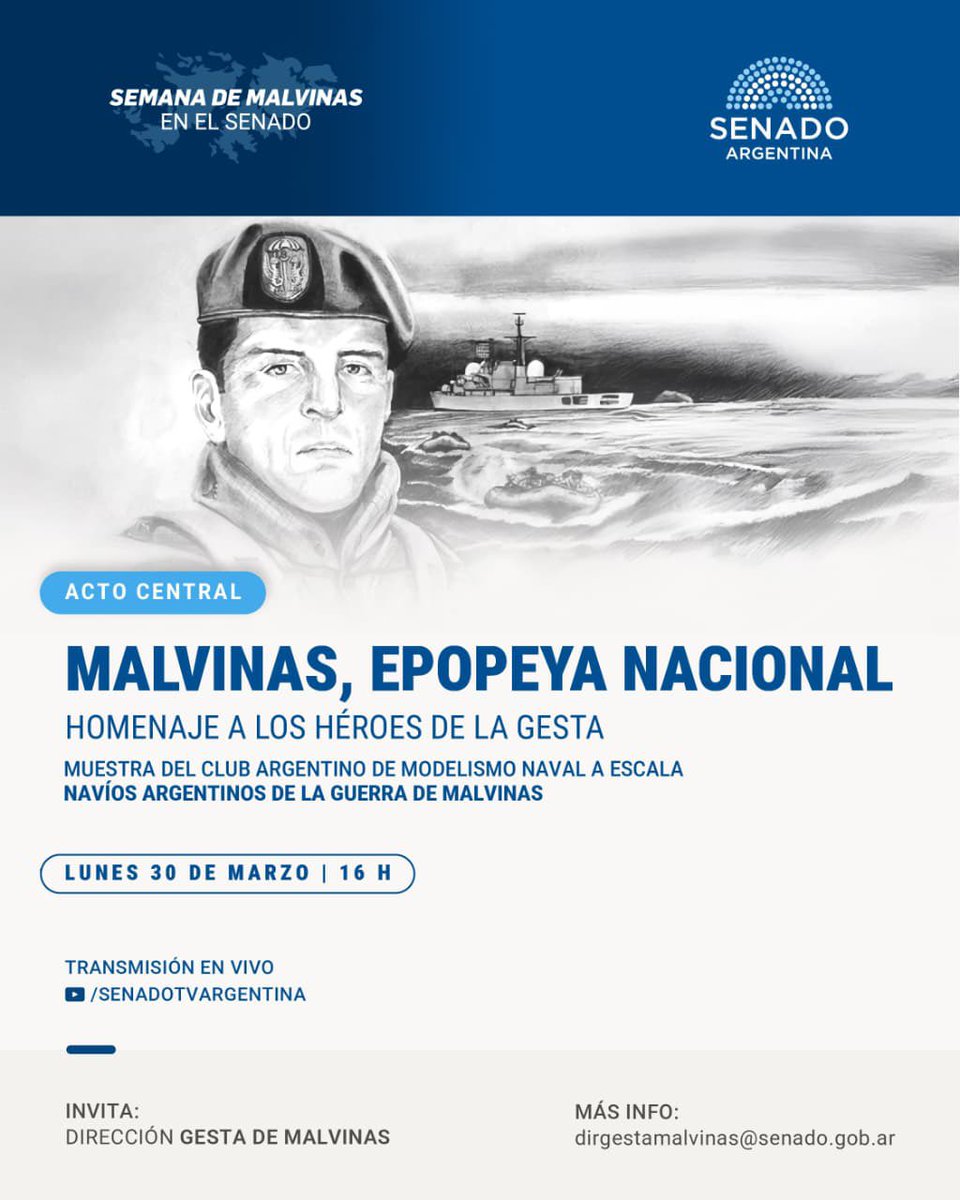 VickyVillarruel's tweet photo. Los invito a seguir hoy a las 16 hrs. por Senado TV el acto central de la "Semana de Malvinas", un sentido homenaje a nuestros héroes que estamos realizando en el Senado en el marco de la conmemoración del Día del Veterano y de los Caídos en la Guerra de Malvinas. 

Lo pueden ver en https://t.co/lUXyUWJge0
