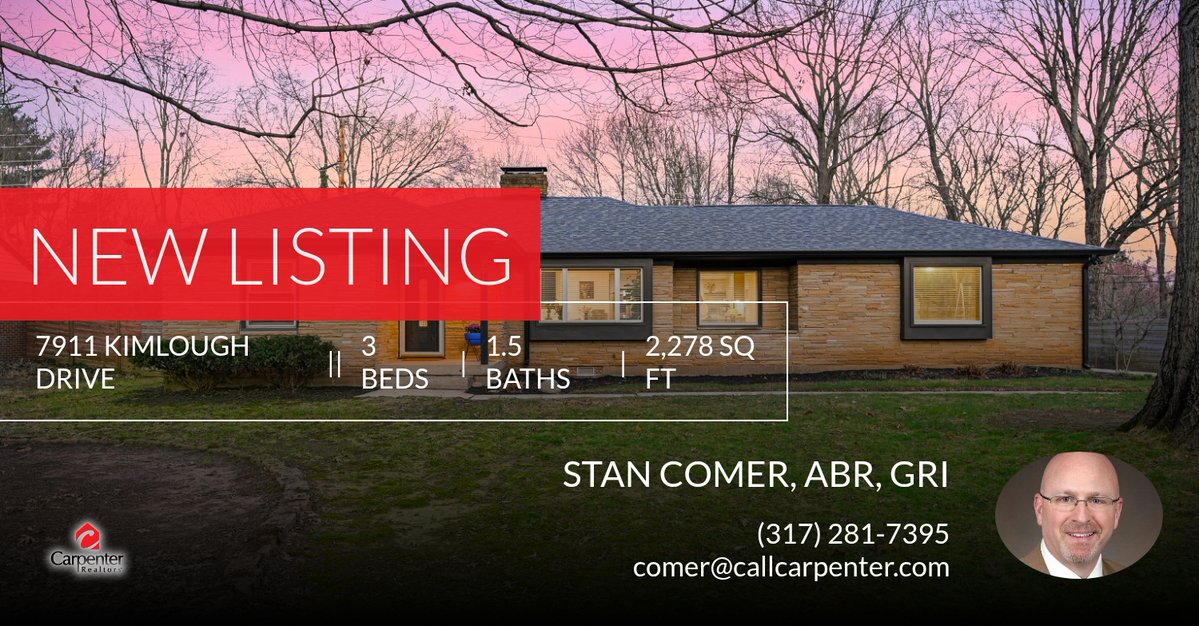 📍 New Listing 📍 Take a look at this fantastic new property that just hit the market located at 7911 Kimlough Drive in Indianapolis. Reach out here or at (317) 281-7395 for more information!

Stan Comer, ABR, GRI
3... homeforsale.at/7911_KIMLOUGH_…