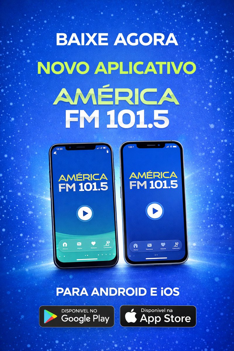 americafmudi's tweet photo. 📻✨ Já está no ar o novo aplicativo da AMÉRICA FM 101.5!

Agora ficou ainda mais fácil acompanhar sua rádio favorita de onde você estiver 💙

📲 Disponível no Google Play e Apple Store
🎧 Leve a AMÉRICA FM com você, a qualquer hora! https://t.co/mRwYm3ORZ1