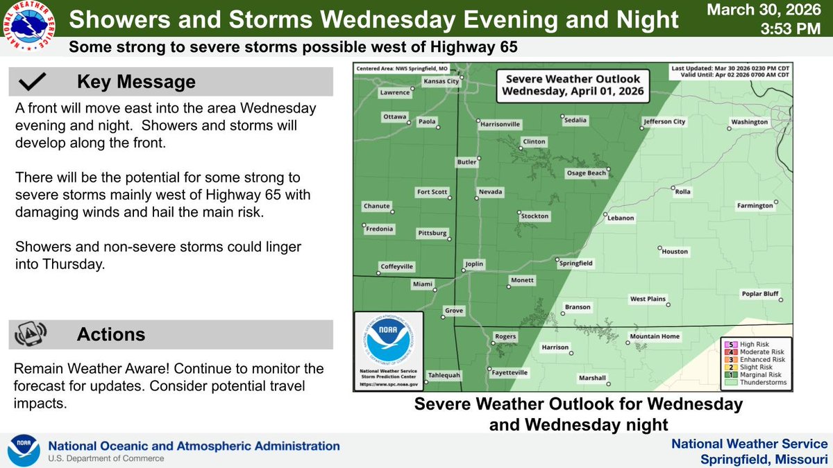A front will move east into the area Wednesday evening and night ...