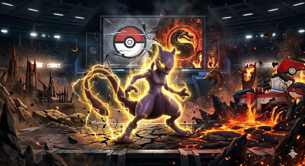 Desiree99076473's tweet image. Reality is glitching! 🧬⚡️ Mewtwo is consumed by the #KombatRage as the Pokémon Stadium merges with the Netherrealm. Pure psychic fury unleashed. 🧠🔥
#Mewtwo #Pokemon #MortalKombat #SSBU