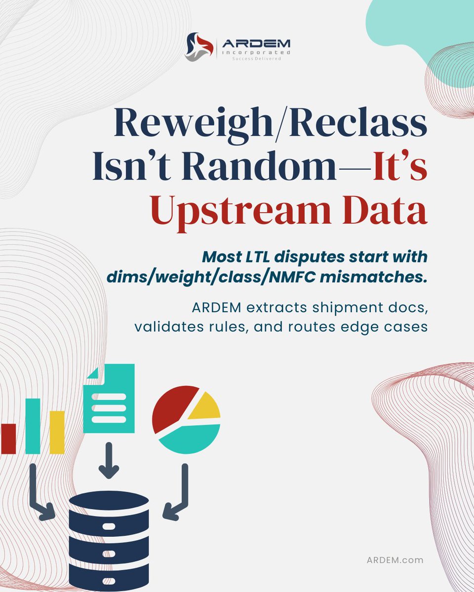 ARDEMinc's tweet photo. ARDEM extracts shipment docs, validates rules, and routes edge cases to HITL before invoice approval—plus proof packs.

Get the LTL Pre-Approval Scorecard.

#LTL #FreightAudit #Transportation #AIinOperations #ARDEM https://t.co/FN8R1JaruI