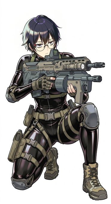 ヒットマンちゃん(OC)重装備版 あまりこういう装備は使わないのだが強襲してぱぱぱっとヤるときは使ったりする 火力ごり押し系
普段はグロック34で始末をつける 