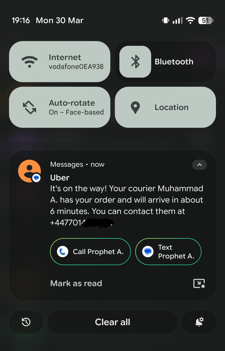 What the actual fuck. Just got this on my pixel phone after ordering a takeaway.