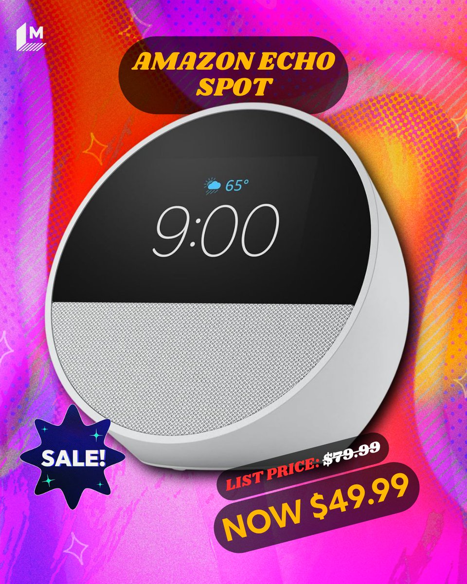 mashable's tweet photo. The Amazon Echo Spot is a perfect bedside smart clock. You can check the weather, set alarms, and play music with ease. Snag it now for $49.99 and save $40 https://t.co/u31ouqwWXL
#Amazon #Echospot #Mashable #MashableDeals https://t.co/cedS9C2nSl