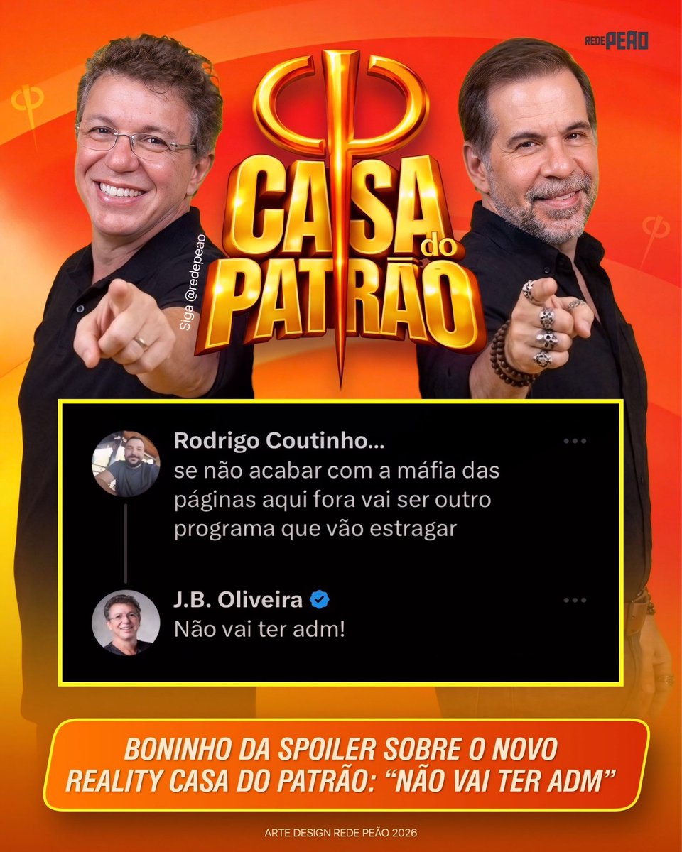 Informação que alivia: finalmente podemos sonhar com um reality justo!  Se depender da minha torcida, o #CasaDoPatrão já é um sucesso. Que brilhe tanto a ponto de virar referência para quem está investindo errado por aí!
