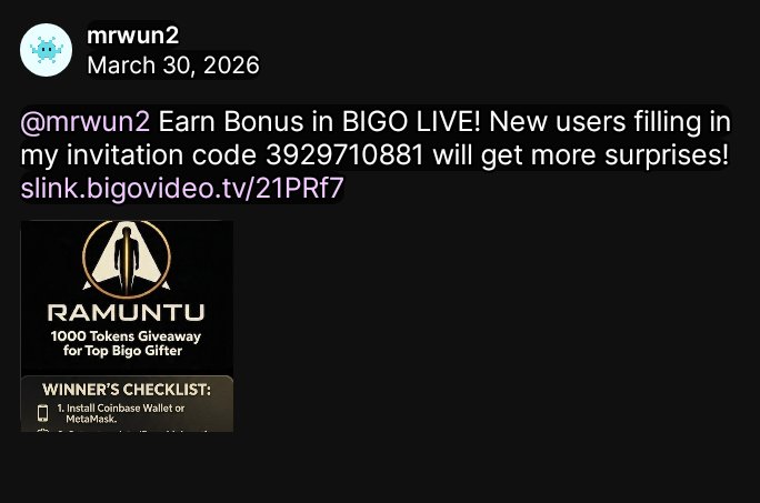 MrWun2's tweet photo. Earn Bonus in BIGO LIVE! New users filling in my invitation code 3929710881 will get more surprises!https://t.co/eXM8oAmu49 https://t.co/dUNOohfx87