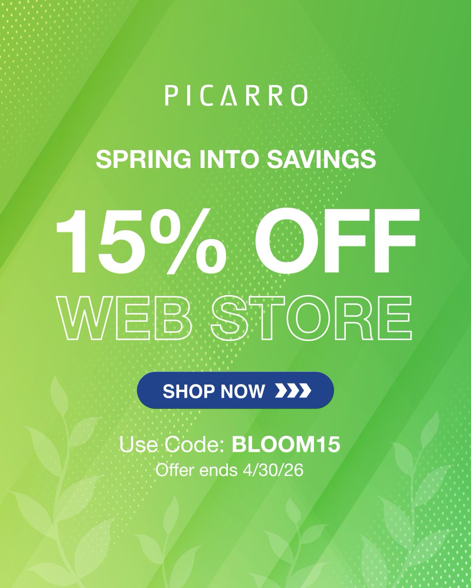 Picarro's tweet image. Keep your Picarro instrument performing at its best this spring.

Save 15% in the Picarro Web Store on consumables, calibration kits, components, and more.

Use code BLOOM15 at checkout.
Offer ends April 30.

🔗 hubs.la/Q048WDC-0

#Picarro #WebStore #Consumables