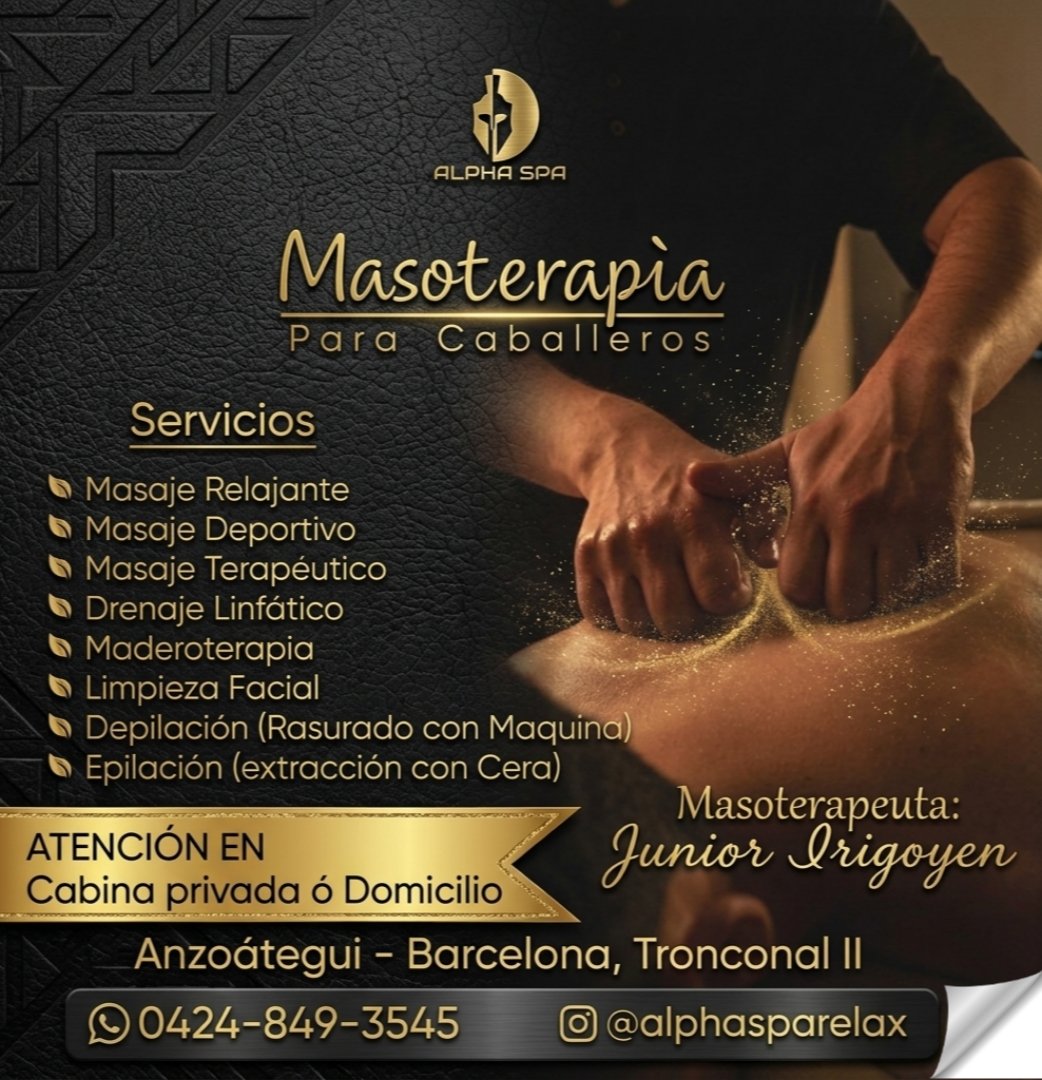 junlixirigoyen's tweet photo. ANZOÁTEGUI - BARCELONA - TRONCONAL II
Atención en Cabina privada ó Domicilio 
0424-849-3545
#masajes #rasurado #epilacion #limpiezafacial #barcelonavenezuela #anzoategui #lecheria #puertolacruz
#masajespararhombres #menformen
#masajestantricos https://t.co/8fncPm50Jm