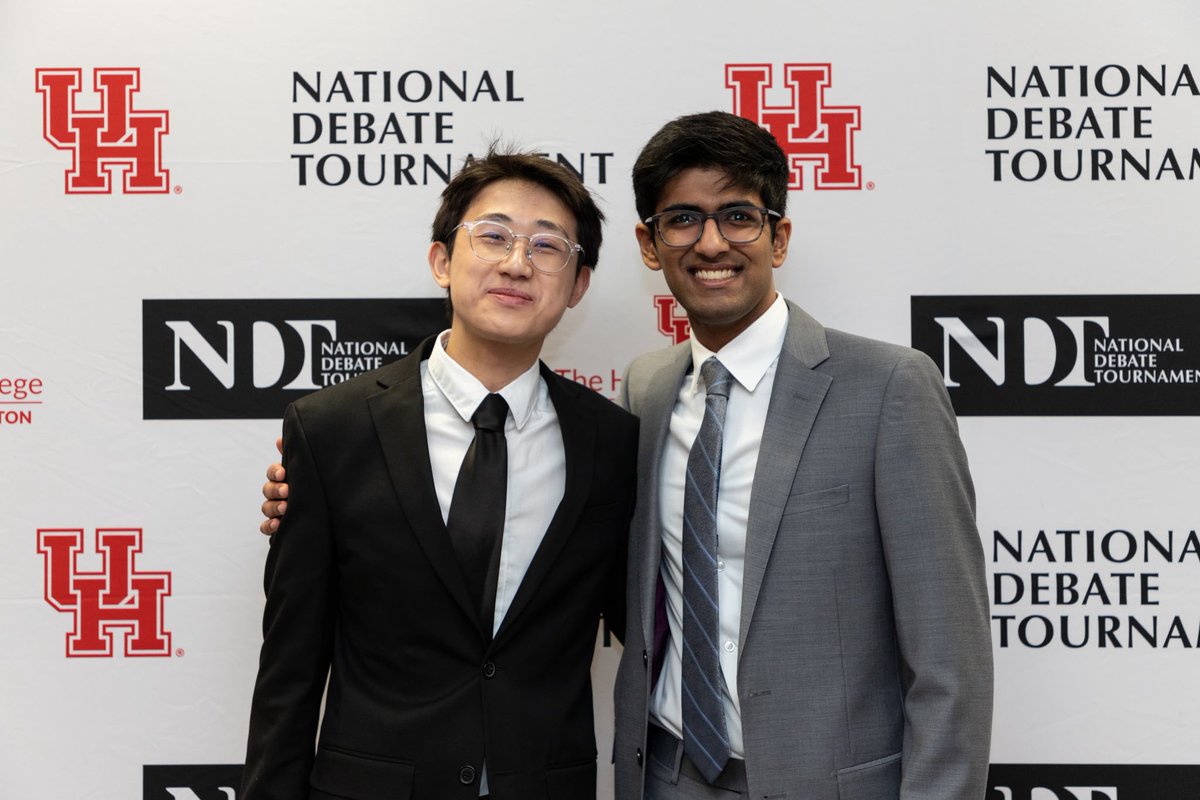 michigandebate's tweet photo. UM debaters Conner Shih/Avi Shah and Eleanor Barrett/Jiyoon Park are debating in the Quarters of the 80th annual National Debate Tournament hosted by the University of Houston. This is 13th year in a row at least 1 UM debate team has reached Octas or better at the NDT. Go Blue! https://t.co/snGJZ7E5CY