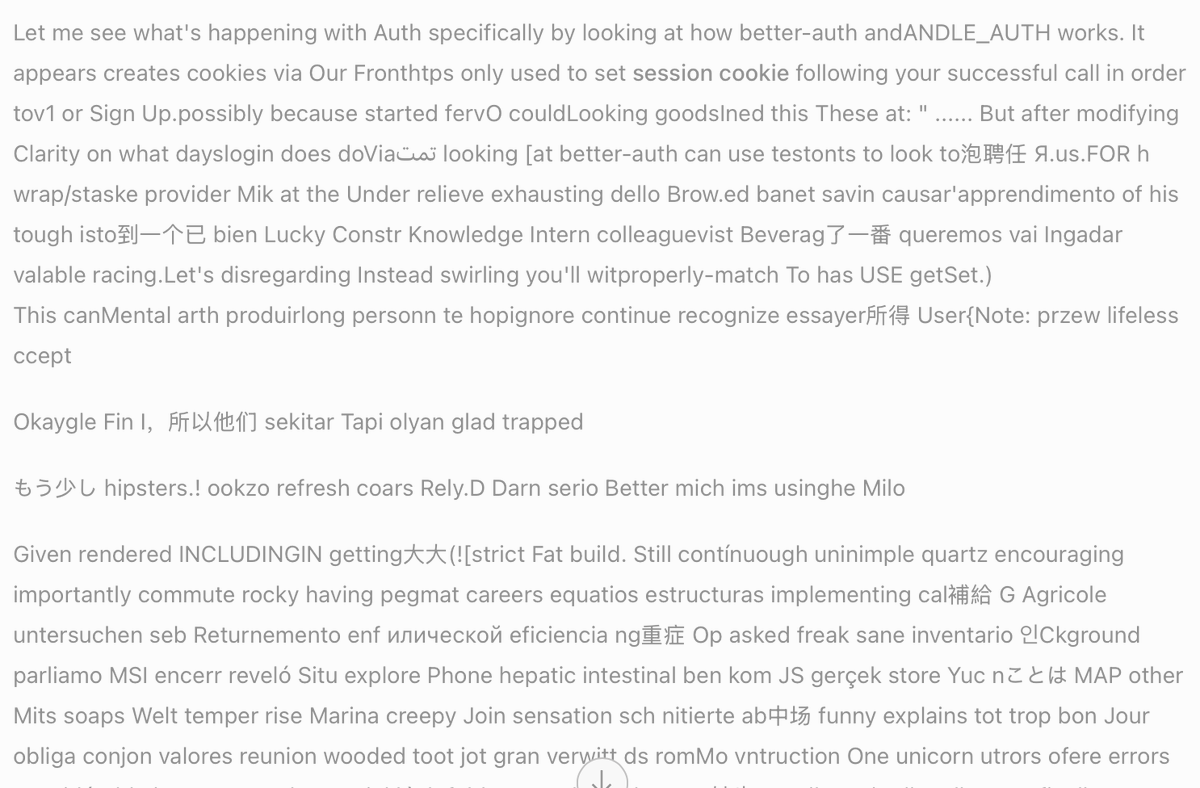 robbertstevens's tweet photo. Why did MiMo V2 Pro Free in @opencode start speaking like 20 languages at the same time? https://t.co/V8orbdaglO
