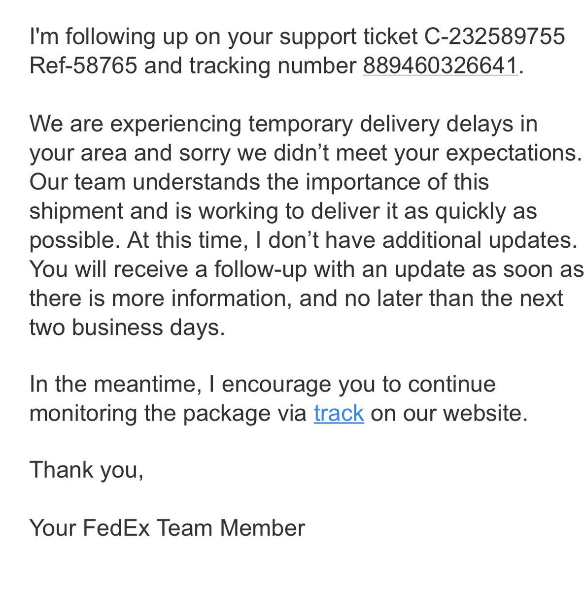 studioeast6's tweet photo. Hi @FedEx @FedExHelp — please take ownership and escalate this urgently 
As discussed several times, the shipment contains a bride’s wedding outfit. The bride has NO outfit for her wedding
someone please take ownership and escalate this urgently? https://t.co/EtH7njMt94