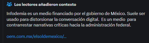 toyboy_1995's tweet photo. @ChumelTorres Se sabe!! incluso X ya etiqueto a @infodemiaMex  como una herramienta del régimen para distorcionar la información a favor de sus intereses, mentiras y desfalcos... https://t.co/YKkCaGglJQ