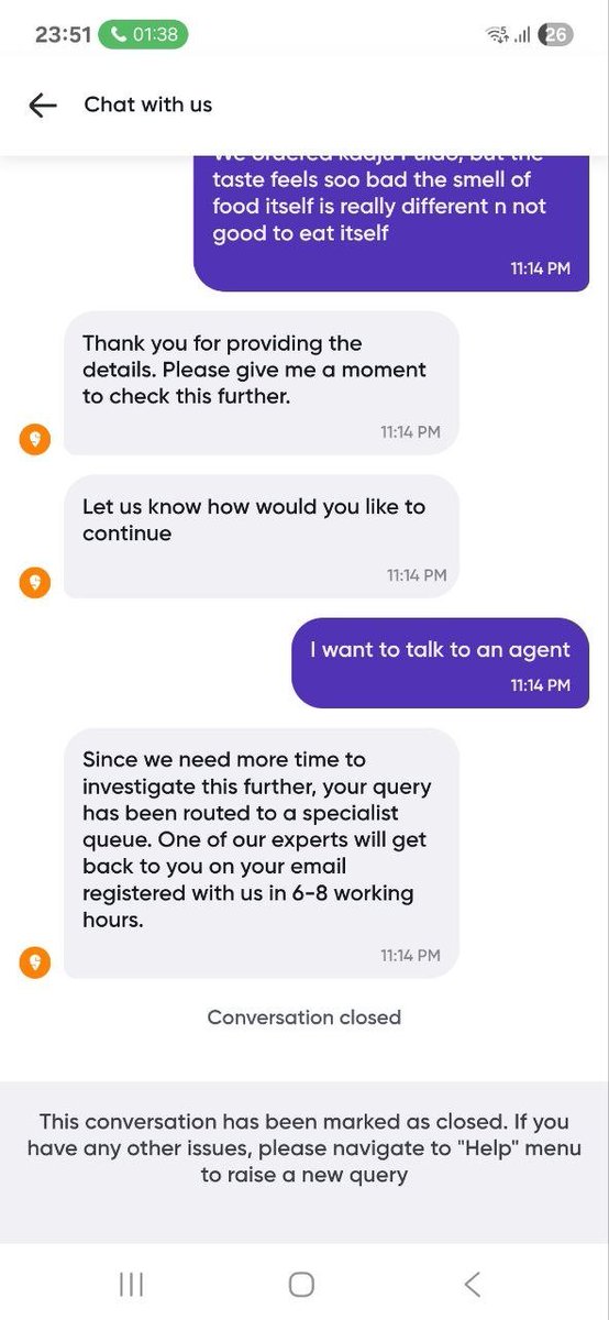 RagingReds's tweet image. Hello @Swiggy @SwiggyCares  you think this a proper response? 

Why are you not letting me talk to an agent!

I dont even have a mail id configured to my account! how will you send a maill?

The food was spoilt, rotten and had a wierd taste and smell!

I need a full refund!