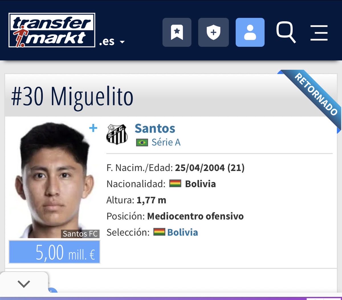 alvardud's tweet photo. A la fecha previa a la final del repechaje, Miguelito Terceros tiene un valor de 5 millones de euros, veamos cuanto mas puede subir su valor luego del partido de mañana 

#Bolivia #Miguelito https://t.co/natVKnId9r