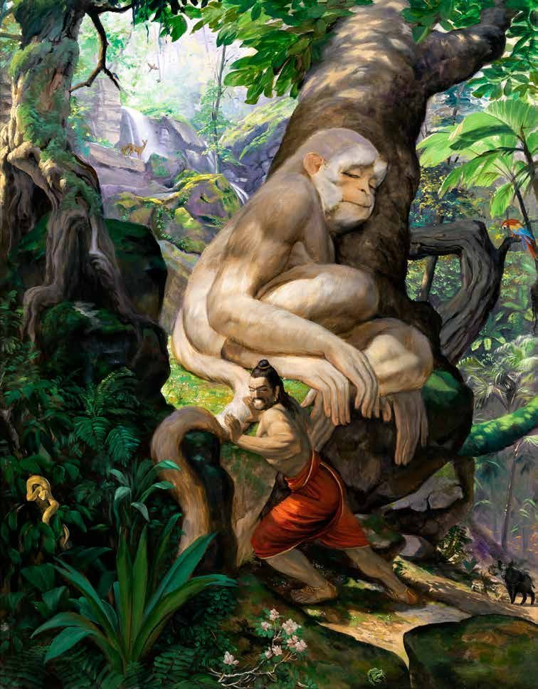 realKalos's tweet photo. -Bhima sets out to find flowers at the request of his wife Draupadi when he stumbles upon Hanuman. He is too tired to move and tells him to step over him if he wants to pass. Bhima refuses, thinking it disrespectful, and instead tries to move his tail, which remains unmovable.

-Krishna, wanting to prevent war, meets with Duryodhana on behalf of Yudhisthira. But the envious prince doesn't want peace and hatches a plan with his friends to capture Krishna who then turns into his Universal Form in front of them.

-The long awaited war between the Pandavas and Kauravas is here. Kunti's first son, Karna, has sided with the latter. She decides to tell him his true lineage, how he was a brother to the Pandavas, thinking he would switch sides. He doesn't but promises he would only kill Arjuna.

-Arjuna and Duryodhana decide to ask for Krishna's assistance in the war. Krishna lets Arjuna take first choice, either his army of one million soldiers or Krishna himself, who will go alone but not fight. Arjuna chooses Krishna and asks him to be his charioteer.