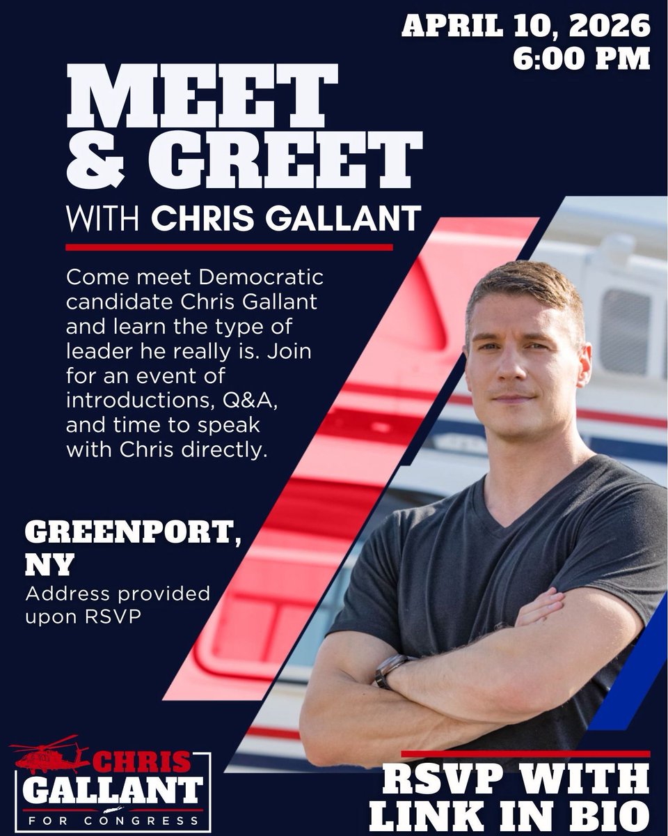 _gallantny's tweet photo. Join me in Greenport on April 10th at 6PM.
Let’s talk about what matters most to you and the future of NY-01.
RSVP at https://t.co/m6LXrBYk8r or link in bio.
 
• #TeamGallant #NY1 #GallantForCongress https://t.co/xxpxdvhI01