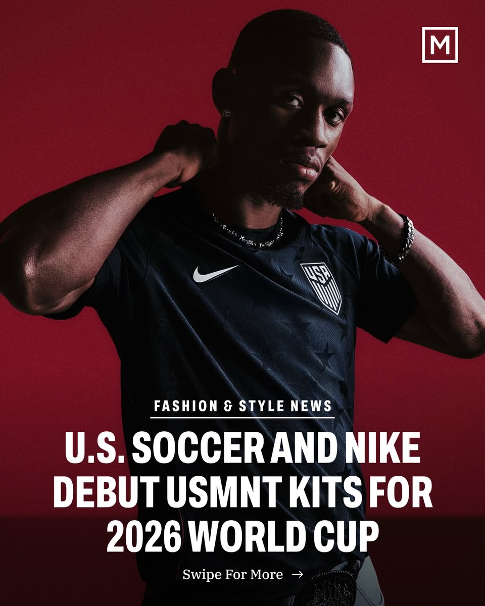 themanualguide's tweet image. U.S. Soccer and Nike unveil USMNT kits for the 2026 FIFA World Cup, pairing bold red-striped home design with a subdued, star-faded blue away look. Read more via the link in our bio.

#worldcup #nike #ussoccer